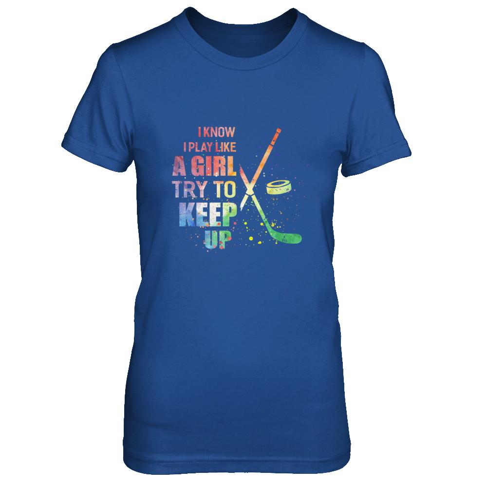 Yeah I Play Like A Girl Hockey Girl-T-Shirt & Hoodie-Women's T-Shirt-Royal
