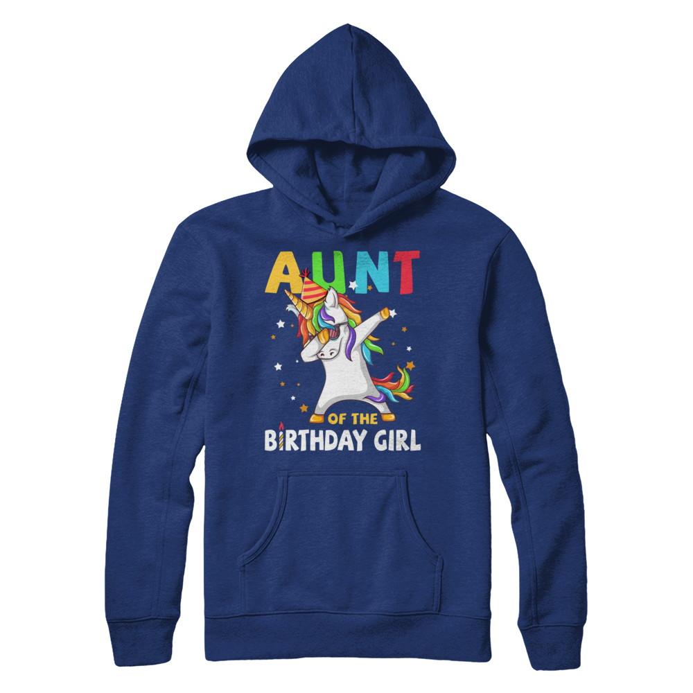 AUNT Of The Birthday Girl Dabbing Unicorn Party-T-Shirt & Hoodie-Pullover Hoodie-Deep Royal