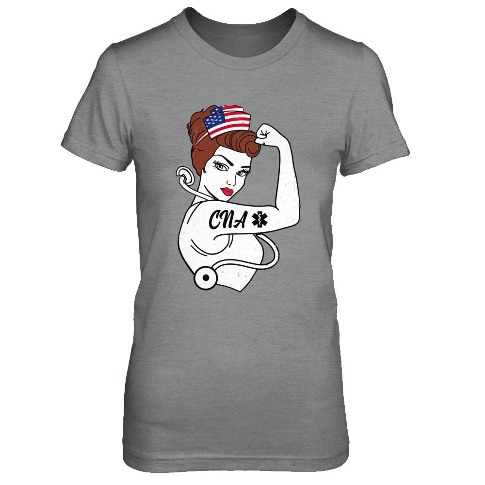Nursing Strong Woman Cna Strong Nurse 4Th Of July-T-Shirt & Hoodie-Women's T-Shirt-Sport Grey