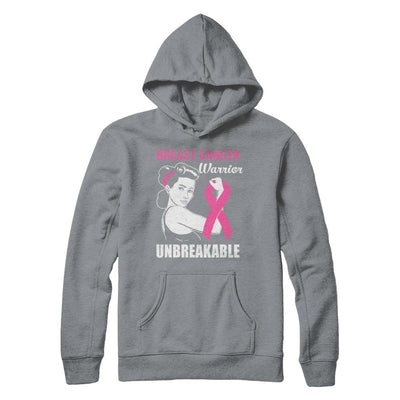 Breast Cancer Warrior Unbreakable Breast Cancer Awareness-T-Shirt & Hoodie-Pullover Hoodie-Light Steel