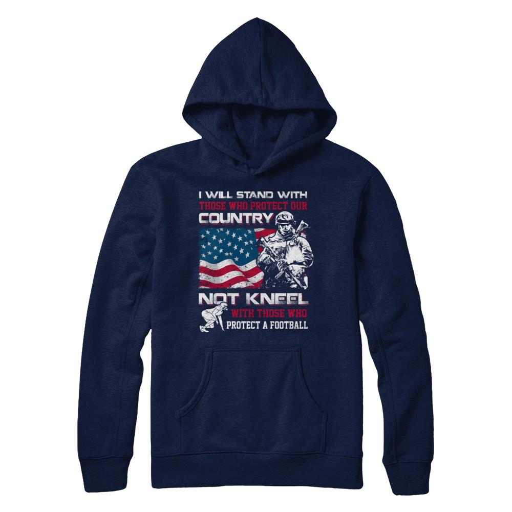 I Stand For The American Flag I Don't Kneel Football-T-Shirt & Hoodie-Pullover Hoodie-Navy