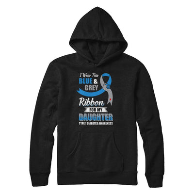 I Wear Blue And Gray For My Daughter Diabetes Awareness-T-Shirt & Hoodie-Pullover Hoodie-Black