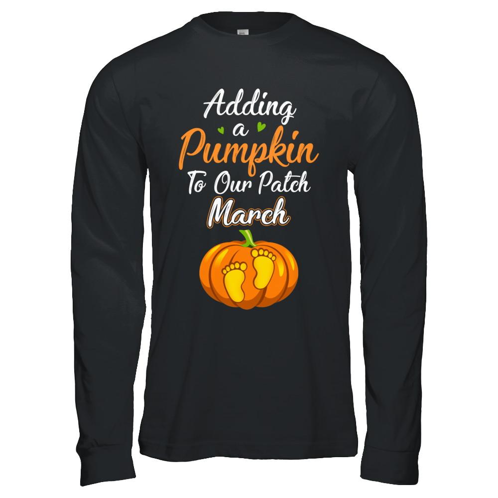 Halloween Pumpkin Pregnancy Mom Due Date In March 2021-T-Shirt & Hoodie-Long Sleeve T-Shirt-Black