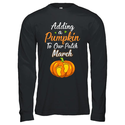 Halloween Pumpkin Pregnancy Mom Due Date In March 2021-T-Shirt & Hoodie-Long Sleeve T-Shirt-Black