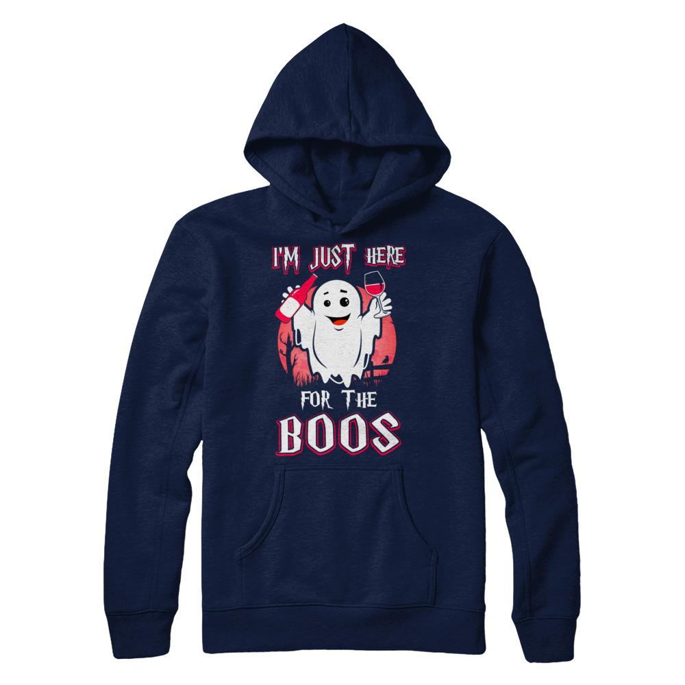 I'm Just Here For The Boos Halloween Wine-T-Shirt & Hoodie-Pullover Hoodie-Navy