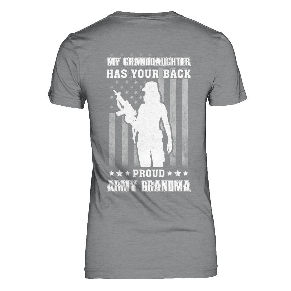 My Granddaughter Has Your Back Proud Proud Army Grandma-T-Shirt & Hoodie-Women's T-Shirt-Sport Grey