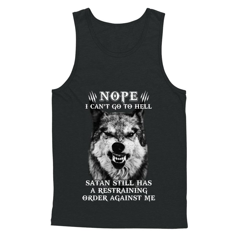 Satan Still Has A Restraining Order Against Me Wolf-T-Shirt & Hoodie-Unisex Tank-Black