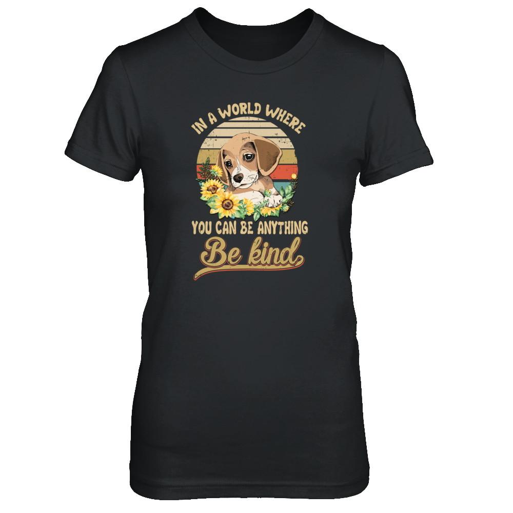 In A World Where You Can Be Anything Be Kind Beagle Sunflow-T-Shirt & Tank Top-Women's T-Shirt-Black