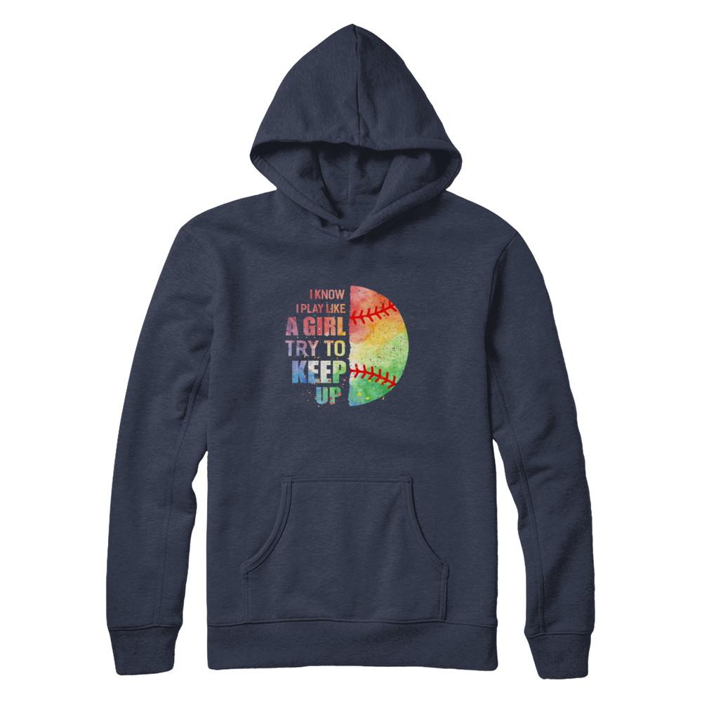 Yeah I Play Like A Girl Baseball Girl-T-Shirt & Hoodie-Pullover Hoodie-Navy