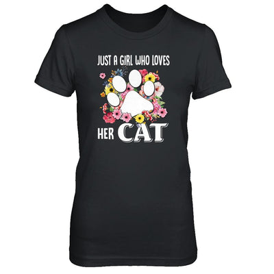 Just A Girl Who Loves Her Cat-T-Shirt & Tank Top-Women's T-Shirt-Black