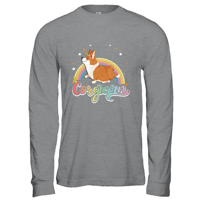Corgicorn Corgi Unicorn Kids Space Galaxy Rainbow-T-Shirt & Hoodie-Long Sleeve T-Shirt-Sport Grey