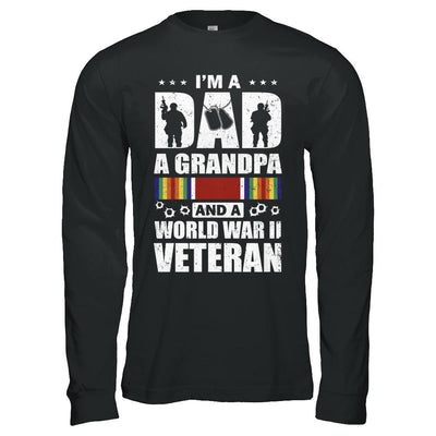 A Dad A Grandpa And A World War II Veteran Fathers Day-T-Shirt & Hoodie-Long Sleeve T-Shirt-Black