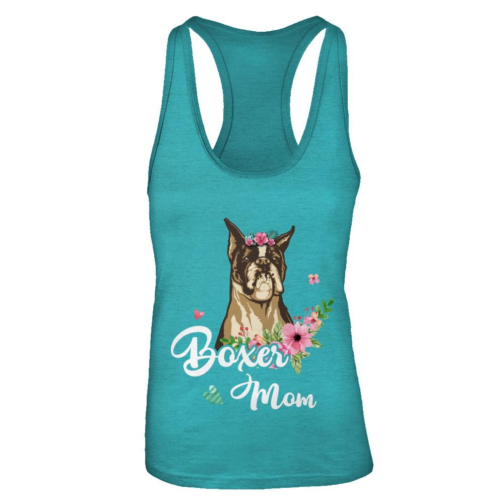 Boxer Mom Funny Dog Mom Gift Idea-T-Shirt & Tank Top-Women's Ideal Racerback Tank-Tahiti Blue