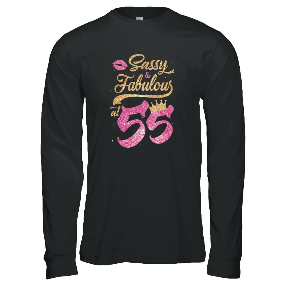 Sassy And Fabulous At 55th 1966 Birthday Gift-T-Shirt & Tank Top-Long Sleeve T-Shirt-Black