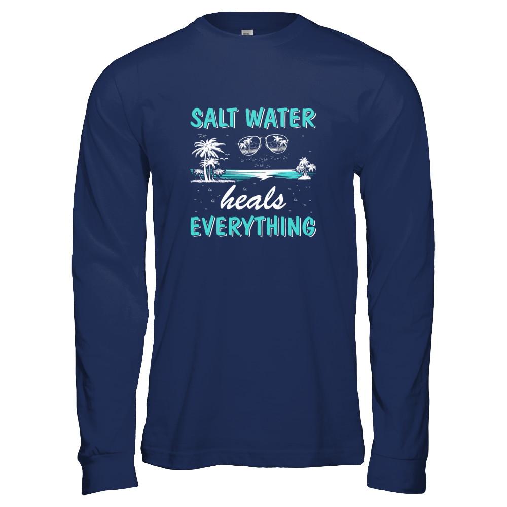 Saltwater Heals Everything-T-Shirt & Tank Top-Long Sleeve T-Shirt-Navy
