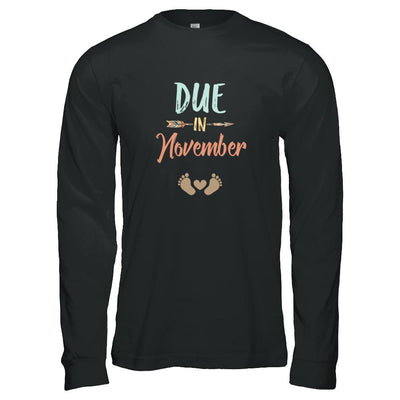 Due Date November 2021 Announcement Mommy Bump Pregnancy-T-Shirt & Tank Top-Long Sleeve T-Shirt-Black