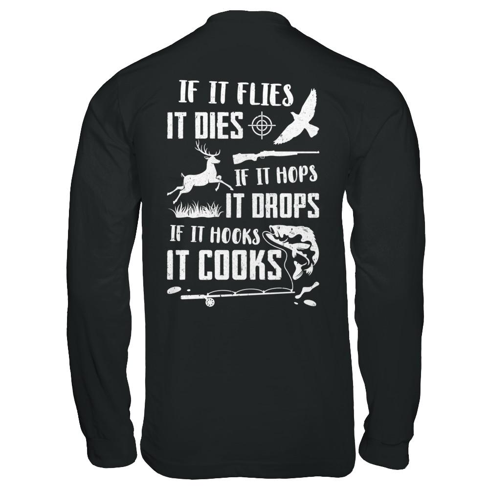 If It Flies If It Hops If It Hooks Funny Hunting Fishing-T-Shirt & Hoodie-Long Sleeve T-Shirt-Black
