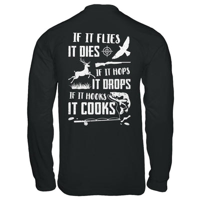 If It Flies If It Hops If It Hooks Funny Hunting Fishing-T-Shirt & Hoodie-Long Sleeve T-Shirt-Black
