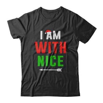 I'm With Nice Matching Christmas Couple Pajamas-T-Shirt & Sweatshirt-Classic T-Shirt-Black