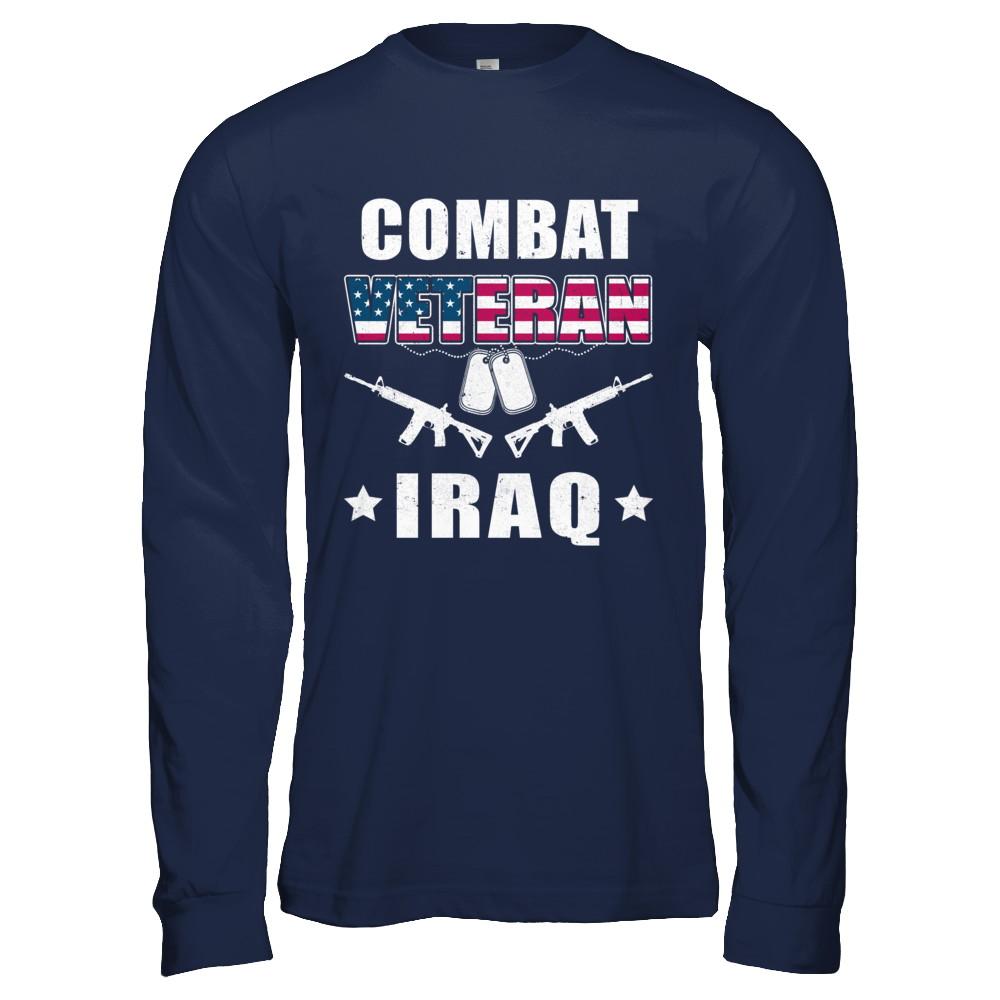 Combat Veteran Iraq-T-Shirt & Hoodie-Long Sleeve T-Shirt-Navy