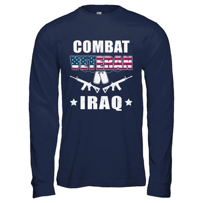 Combat Veteran Iraq-T-Shirt & Hoodie-Long Sleeve T-Shirt-Navy