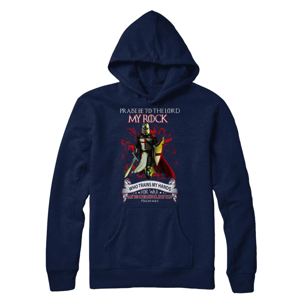 Praise The Lord My Rock Who Trains My Hands For War-T-Shirt & Hoodie-Pullover Hoodie-Navy