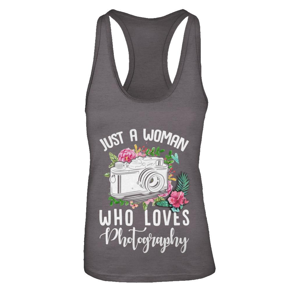 Just A Woman Who Loves Photography Photographer-T-Shirt & Tank Top-Women's Ideal Racerback Tank-Dark Grey