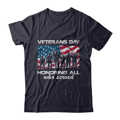 Vintage Patriotic Army Veterans Day Honoring All Who Reverd-T-Shirt & Hoodie-Premium T-Shirt-Midnight Navy