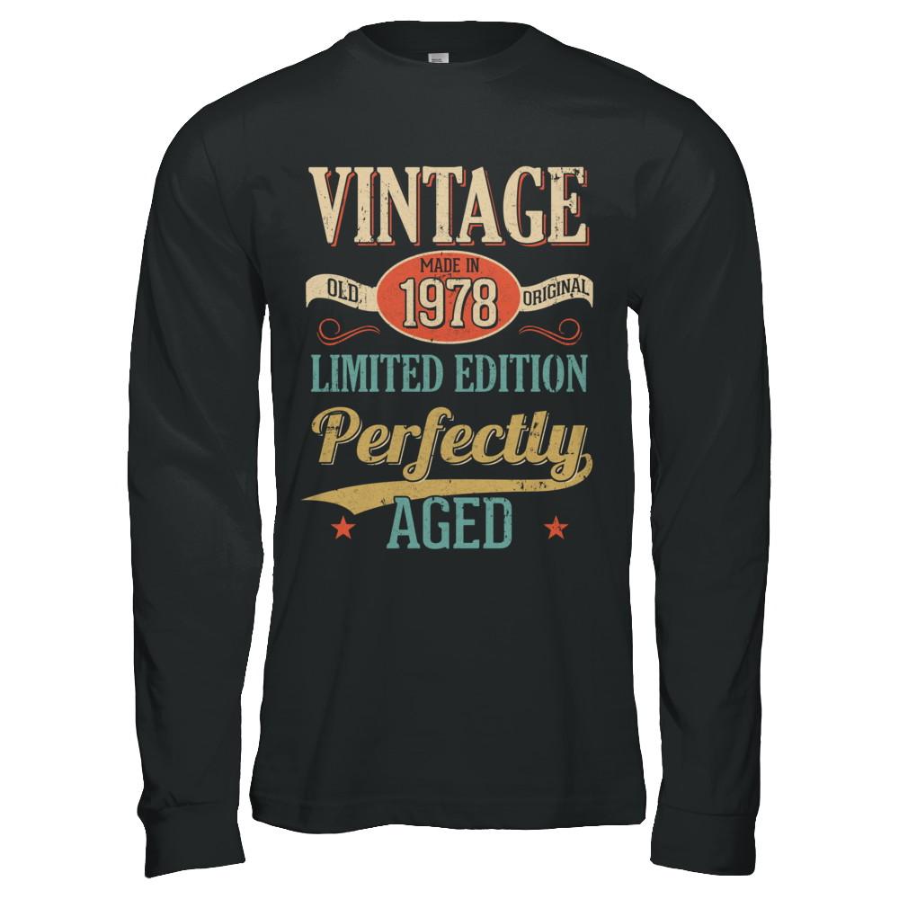 Vintage Premium Made In 1978 43th Birthday Gift-T-Shirt & Hoodie-Long Sleeve T-Shirt-Black