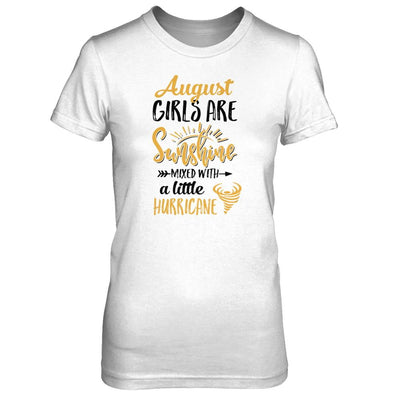 August Girls Sunshine Mixed With A Little Hurricane Birthday-T-Shirt & Tank Top-Women's T-Shirt-Heather Grey