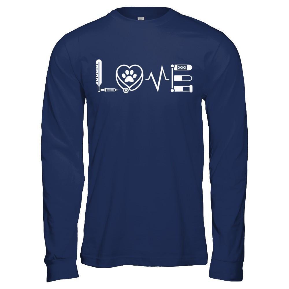 Veterinarian Vet Tech Sign Love-T-Shirt & Hoodie-Long Sleeve T-Shirt-Navy