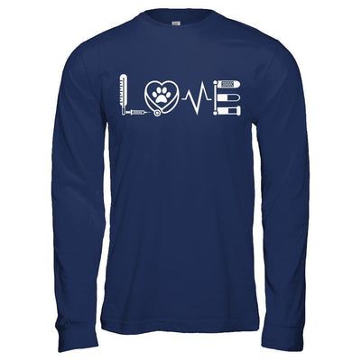 Veterinarian Vet Tech Sign Love-T-Shirt & Hoodie-Long Sleeve T-Shirt-Navy