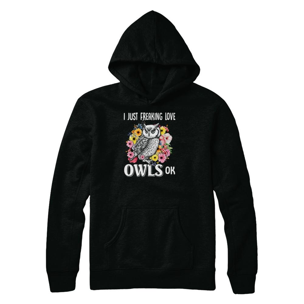 I Just Freaking Love Owls-T-Shirt & Tank Top-Pullover Hoodie-Black