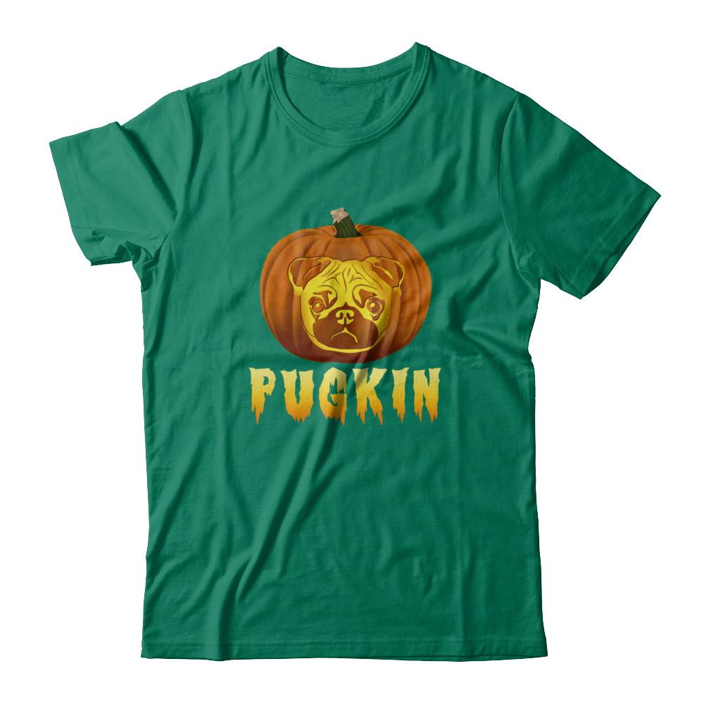 Pugkin Funny Pumpkin Pug Halloween-T-Shirt & Hoodie-Classic T-Shirt-Kelly Green