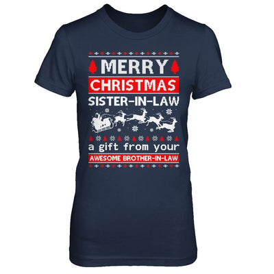 Merry Christmas Sister-In-Law A Gift From Your Brother-In-Law Sweater-T-Shirt & Sweatshirt-Women's T-Shirt-Navy