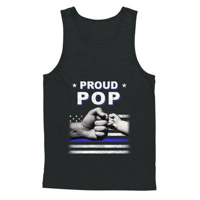 Proud Pop Police Thin Blue Line Flag Fathers Day-T-Shirt & Hoodie-Unisex Tank-Black