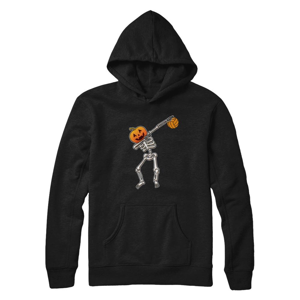 Halloween Dabbing Skeleton Volleyball-T-Shirt & Hoodie-Pullover Hoodie-Black