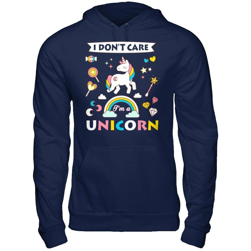 I Dont Care I'am A Unicorn-T-Shirt & Hoodie-Pullover Hoodie-Navy