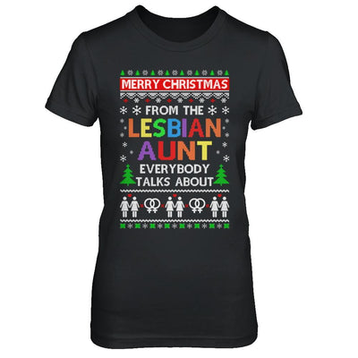 LGBT Merry Christmas From Lesbian Aunt Ugly Christmas Sweater-T-Shirt & Sweatshirt-Women's T-Shirt-Black