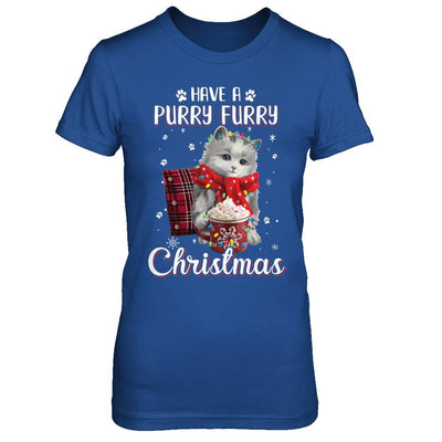 Have A Purry Furry Christmas Funny Holiday Xmas Cat-T-Shirt & Sweatshirt-Women's T-Shirt-Royal