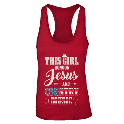 This Girl Runs On Jesus And Country Music-T-Shirt & Tank Top-Women's Ideal Racerback Tank-Red