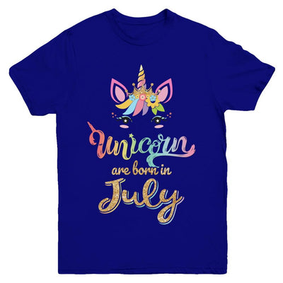 Cute Unicorns Are Born In July Birthday Gift Youth-Youth Shirt-Youth T-Shirt-Navy