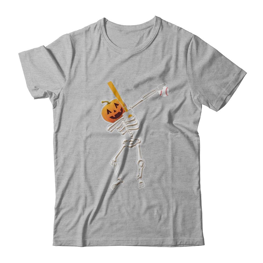 Halloween Dabbing Skeleton Baseball-T-Shirt & Hoodie-Premium T-Shirt-Heather Gray