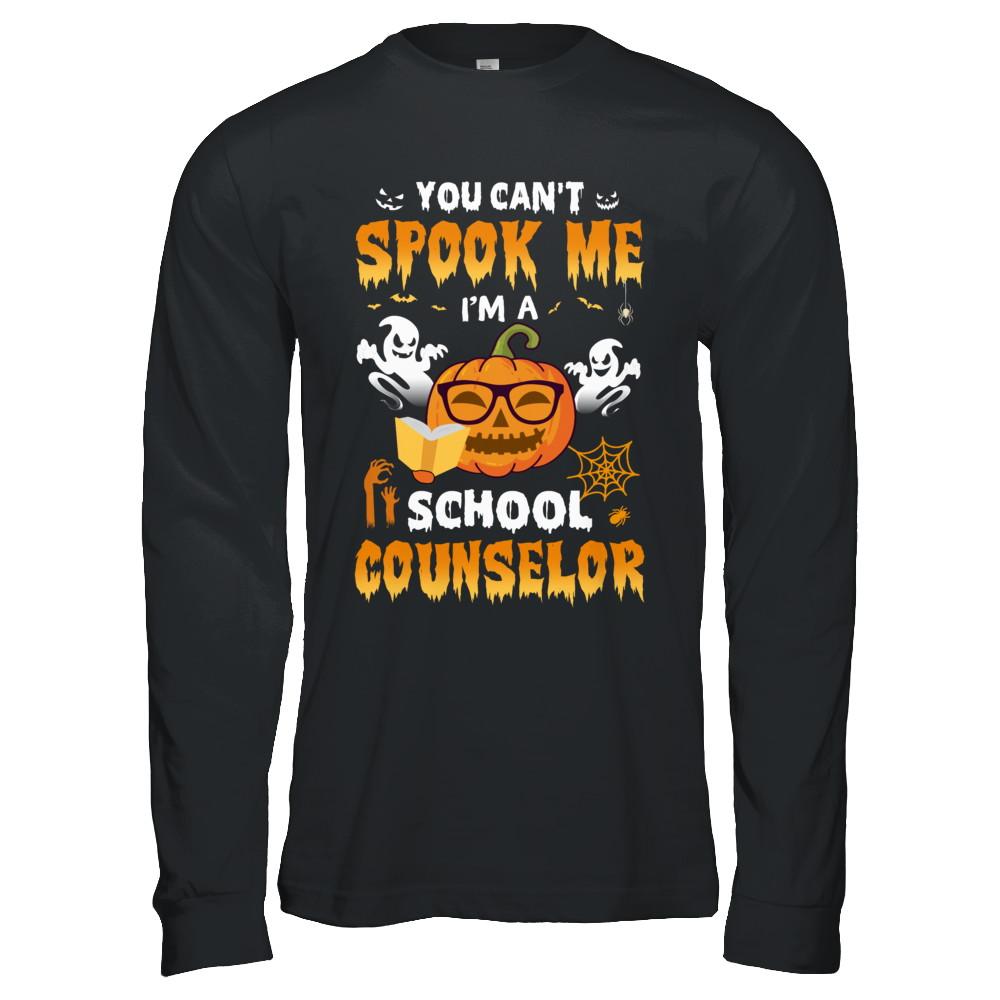 Can't Spook Me School Counselor Halloween Costume-T-Shirt & Hoodie-Long Sleeve T-Shirt-Black