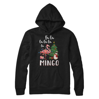 Cute Pink Flamingo Santa Hat Merry Christmas-T-Shirt & Hoodie-Pullover Hoodie-Black