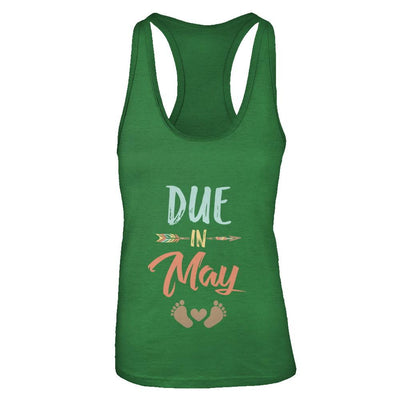 Due Date May 2021 Announcement Mommy Bump Pregnancy-T-Shirt & Tank Top-Women's Ideal Racerback Tank-Kelly Green