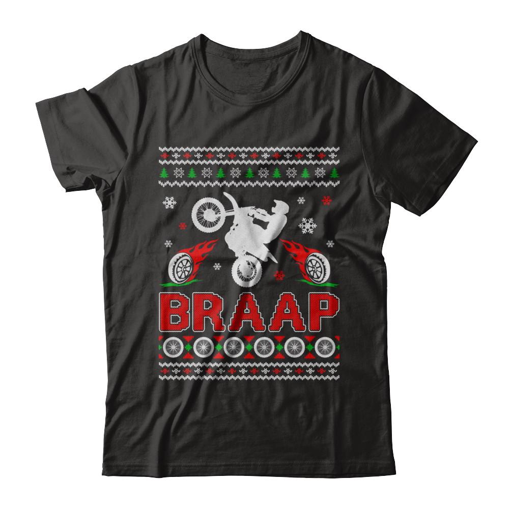 Motocross Sweater Christmas Dirt Bike BRAAP-T-Shirt & Sweatshirt-Classic T-Shirt-Black