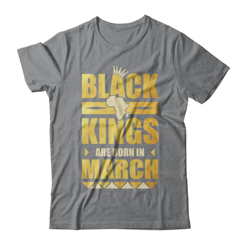 Black Kings Are Born In March Birthday-T-Shirt & Hoodie-Classic T-Shirt-Sport Grey