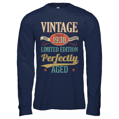 Vintage Premium Made In 1938 83th Birthday Gift-T-Shirt & Hoodie-Long Sleeve T-Shirt-Navy