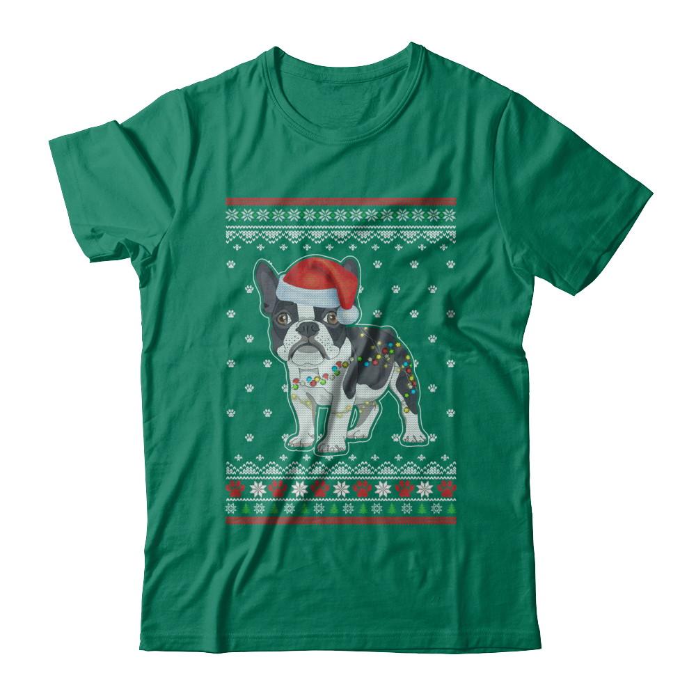Bulldog Christmas Ugly Sweater Lights Dog Xmas Gift-T-Shirt & Sweatshirt-Classic T-Shirt-Kelly Green